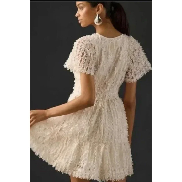 ANTHROPOLOGIE White Somerset Floral Appliqué Dress - Picture 3 of 5